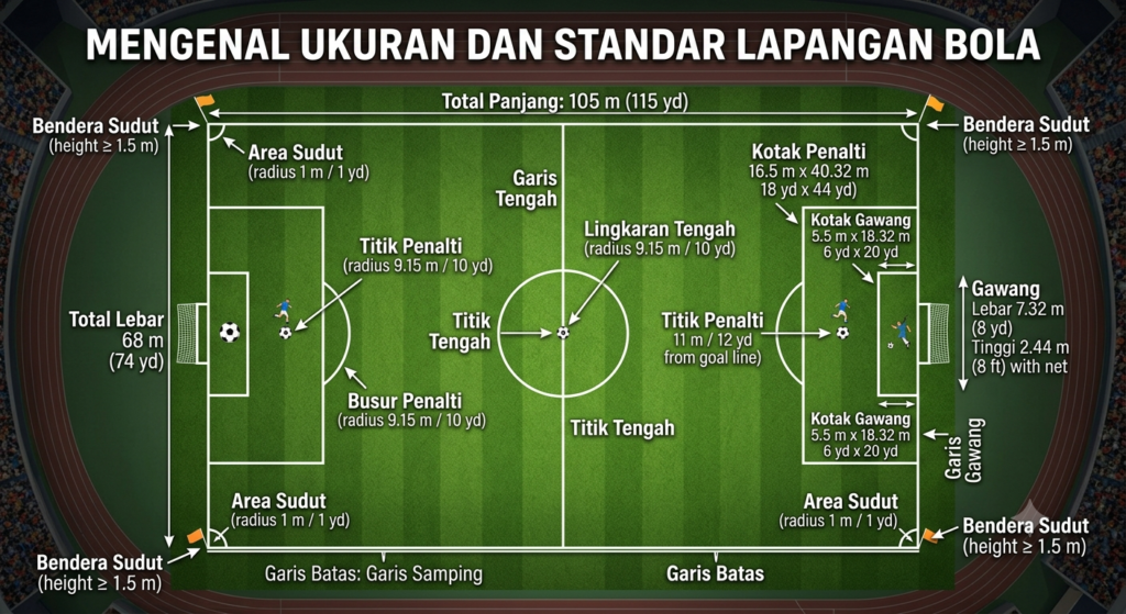 Mengenal Ukuran dan Standar Lapangan Bola 2026